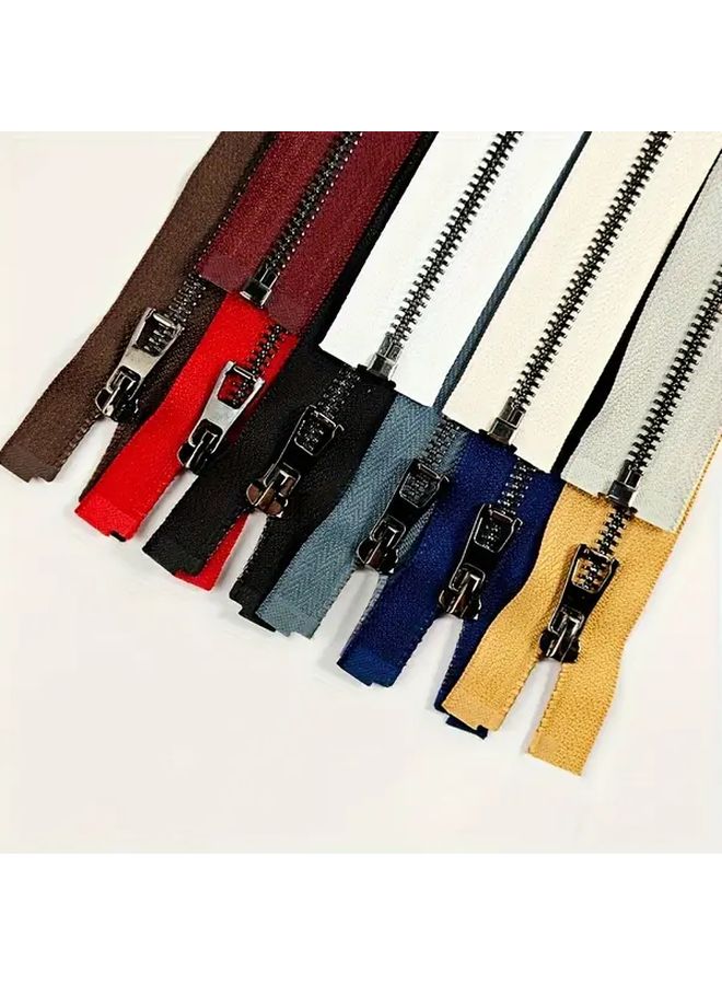 Wine Red 40cm Metal Zipper With Lock For Jackets Leather Coats DIY Sewing - Image 1